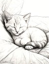 Dreamy Catnap Coloring Page: Whimsical Relaxation Royalty Free Stock Photo